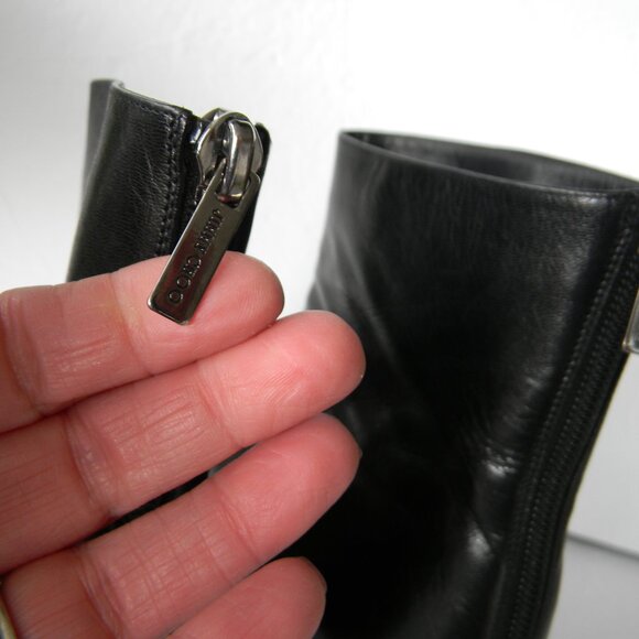 JIMMY CHOO BLACK GLOSSY LEATHER POINTY TOE STILETTO HEEL ANKLE BOOTS SZ 40 - Picture 4 of 8